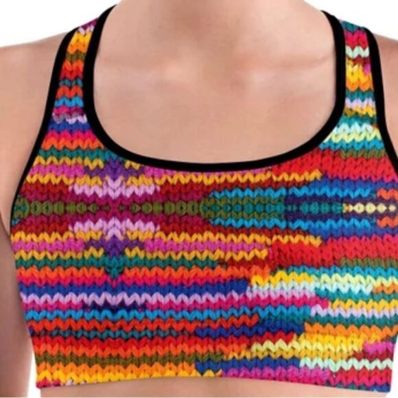 Gear bunch Colorful Knitted Pattern Sports bra halter top half shirt work out - Picture 1 of 6